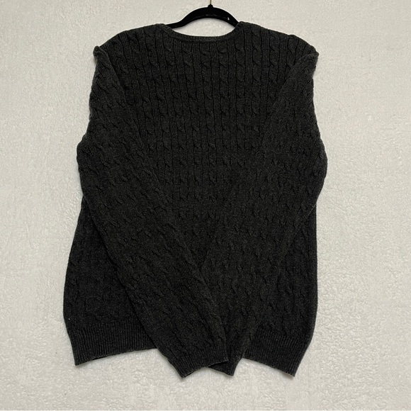 Nautica Women's Charcoal Gray V-neck Cable Knit Sweater Purple Accents Preppy XL - Picture 2 of 9